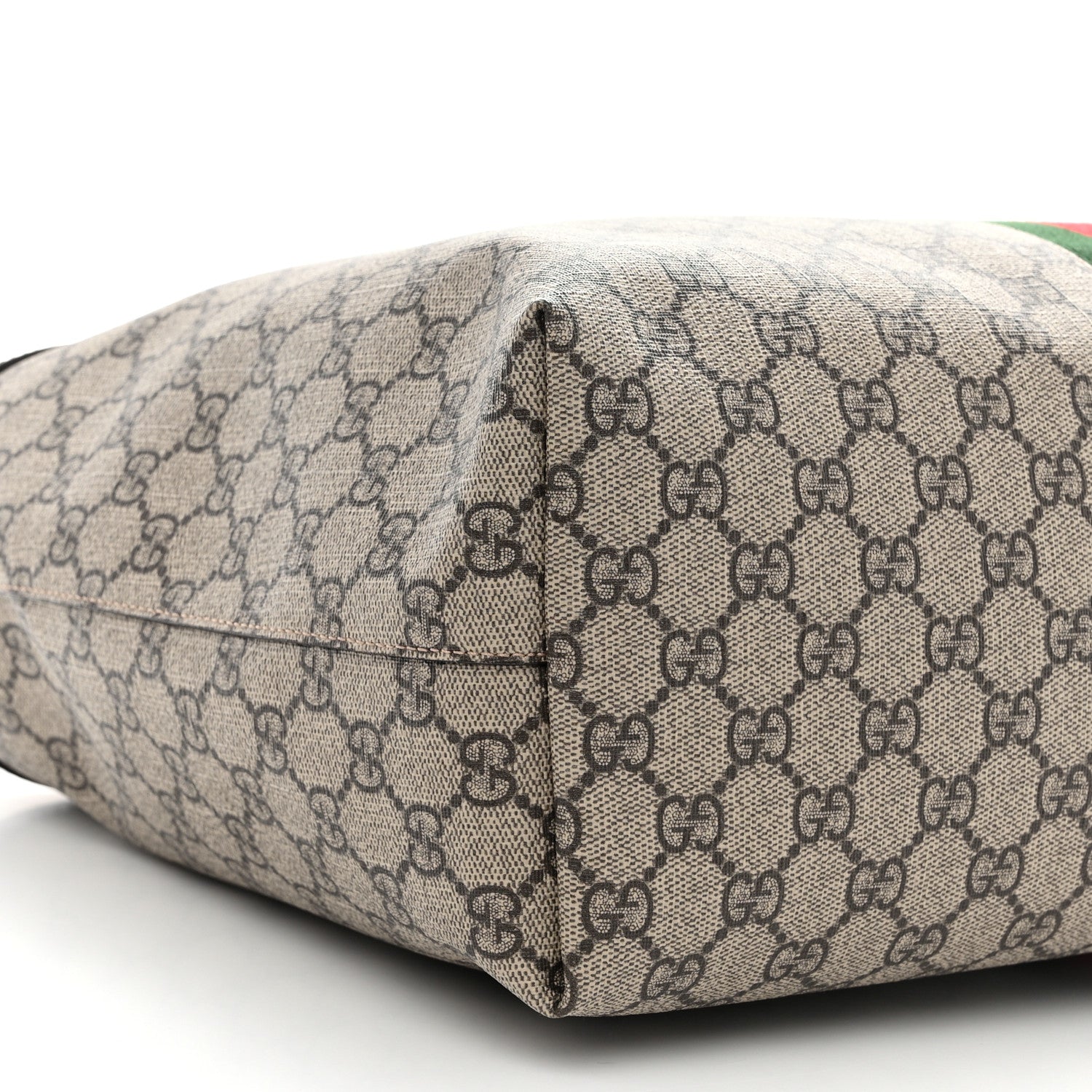 Gucci GG Supreme Monogram Textured Calfskin Web Medium Ophidia Shopping Tote Beige Ebony New Acero 8 of 9