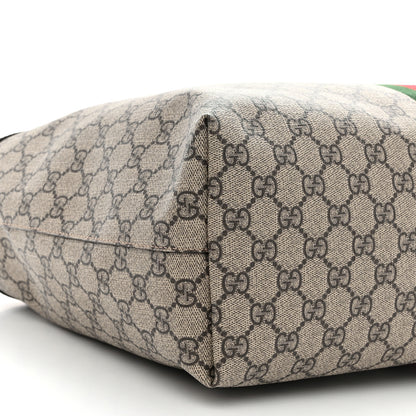 Gucci GG Supreme Monogram Textured Calfskin Web Medium Ophidia Shopping Tote Beige Ebony New Acero 8 of 9