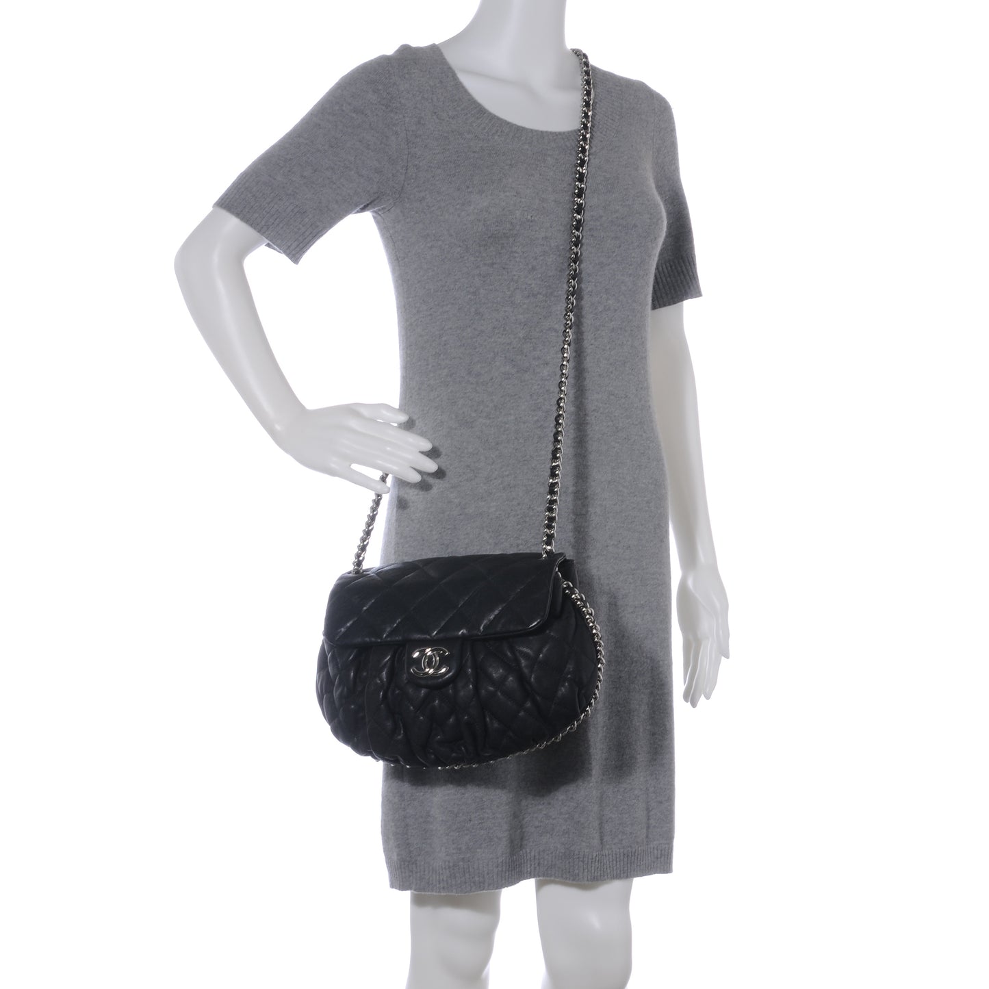 Lambskin Chain Around Medium Messenger Bag Black