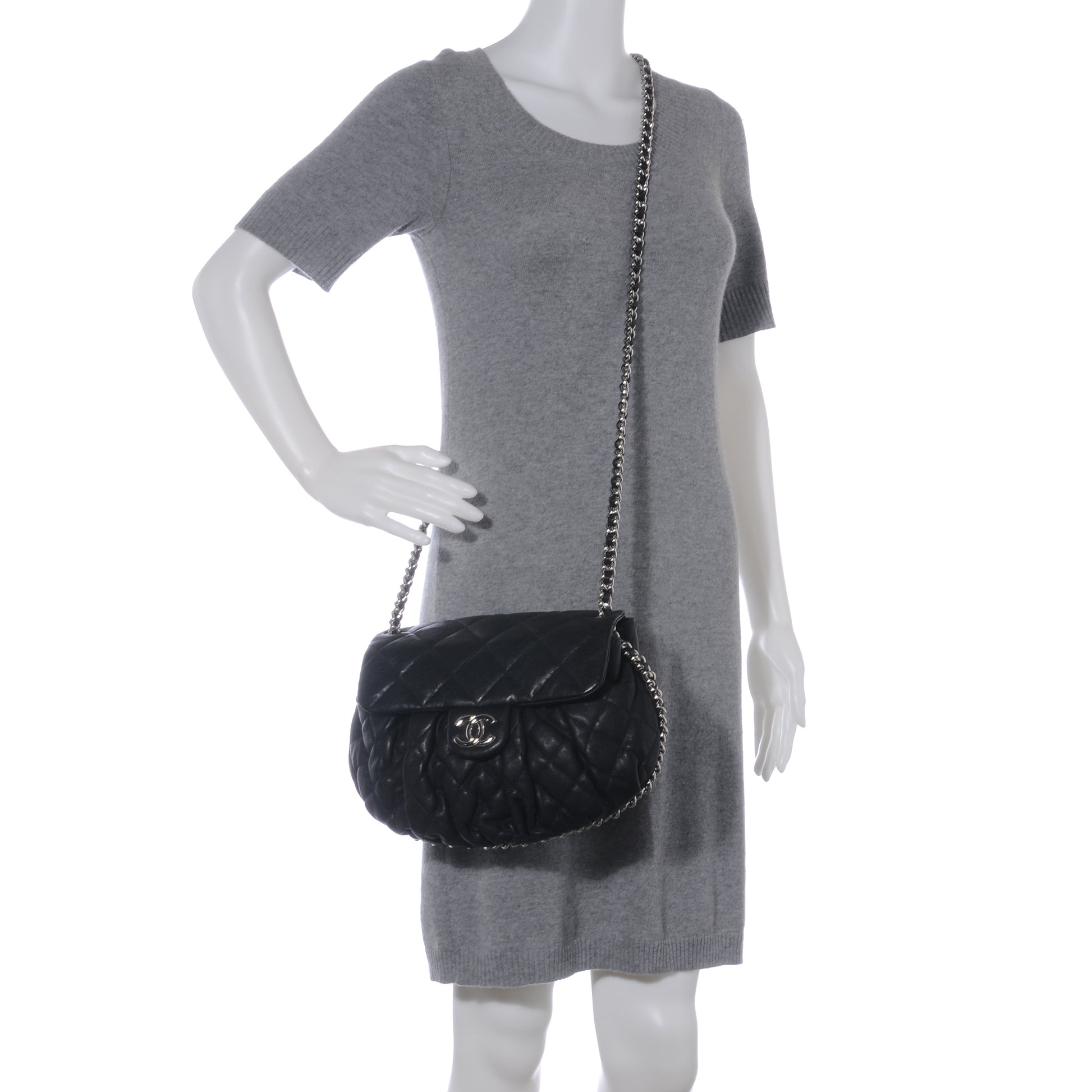 Chanel Lambskin Chain Around Medium Messenger Bag Black 2 of 9