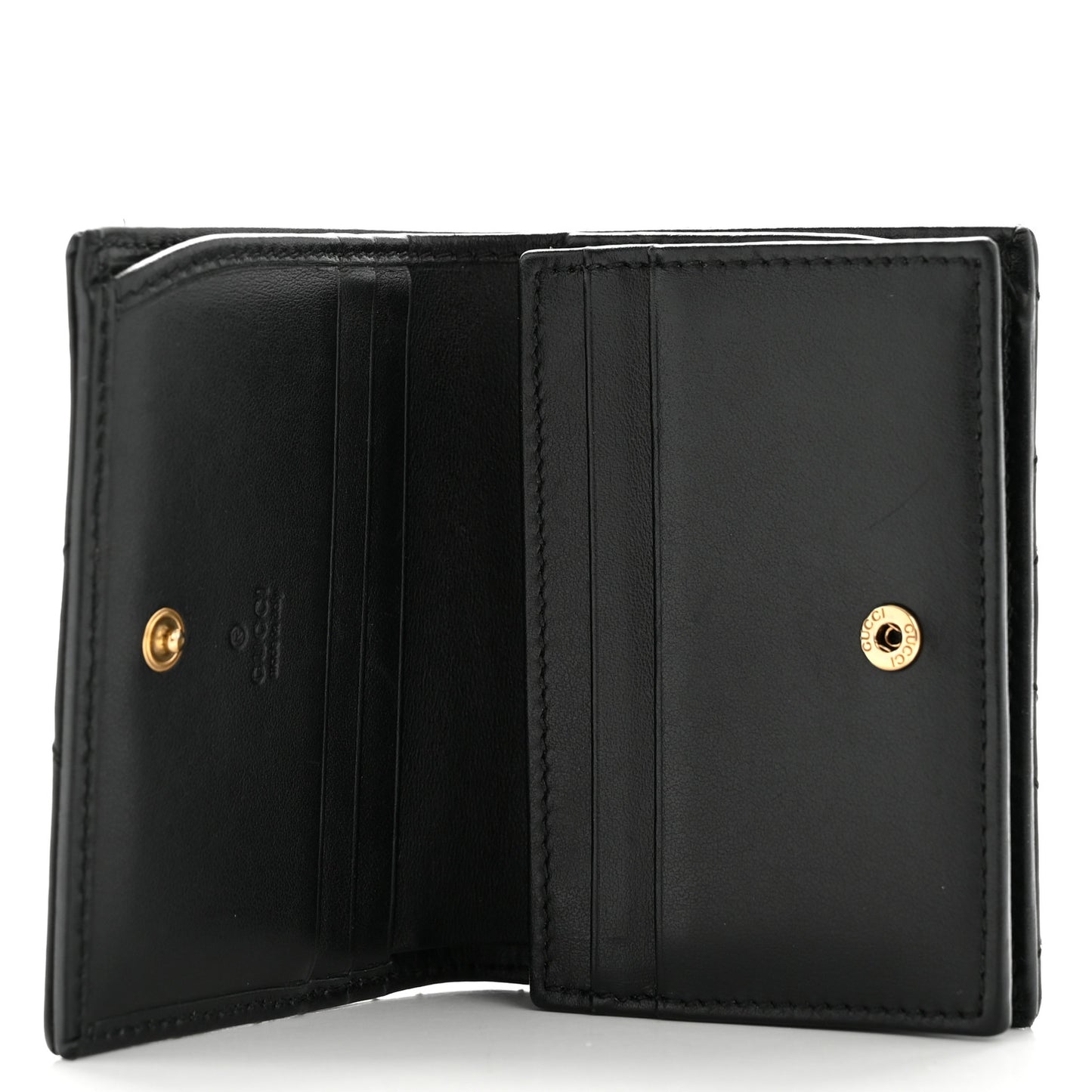 Calfskin Matelasse GG Marmont Card Case Wallet Black