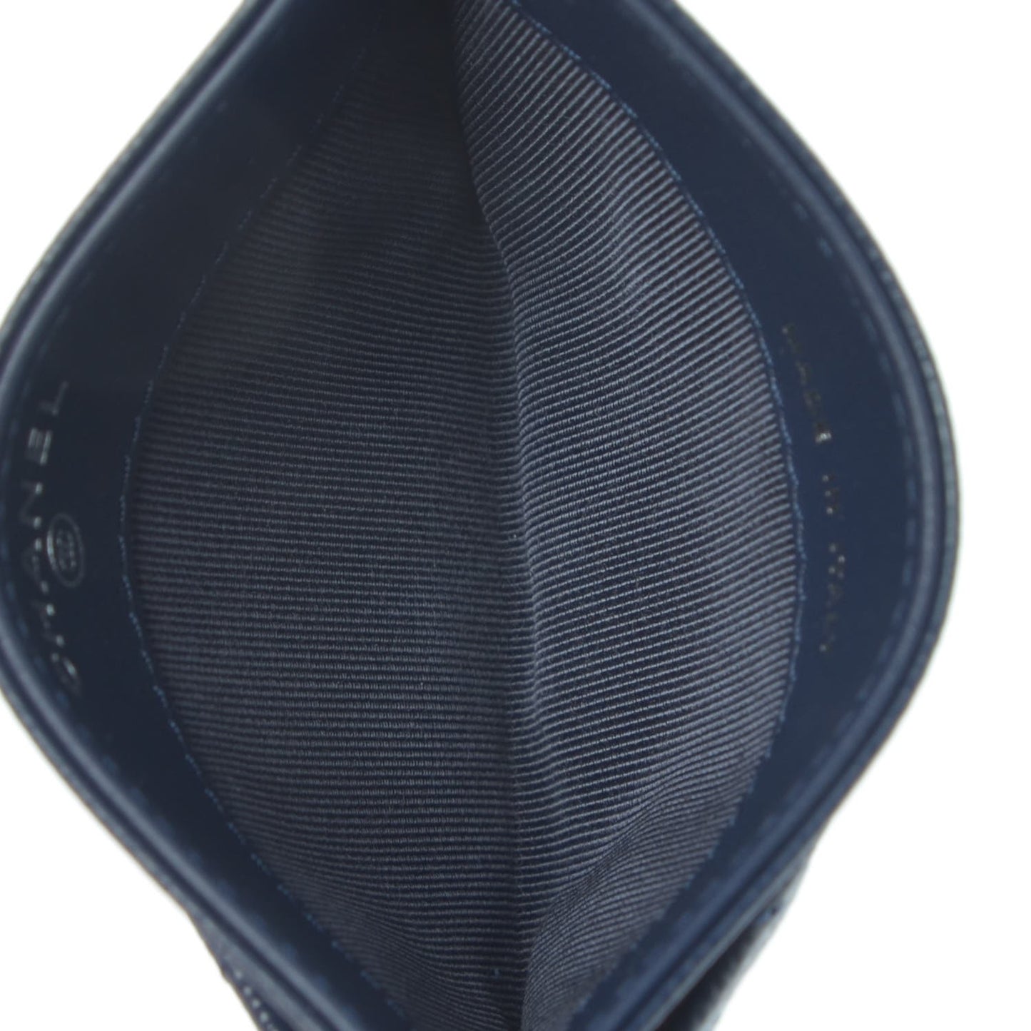Caviar Chevron Quilted Card Holder Navy
