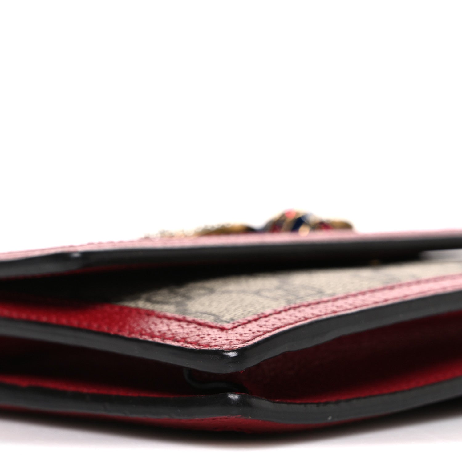 Gucci GG Supreme Monogram Web Queen Margaret Chain Wallet Red 8 of 9