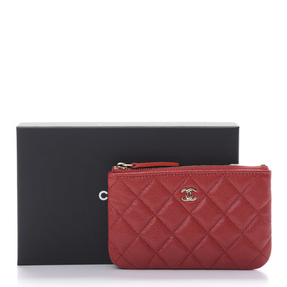 Chanel Shiny Caviar Quilted Small Cosmetic Case Red 8 of 8
