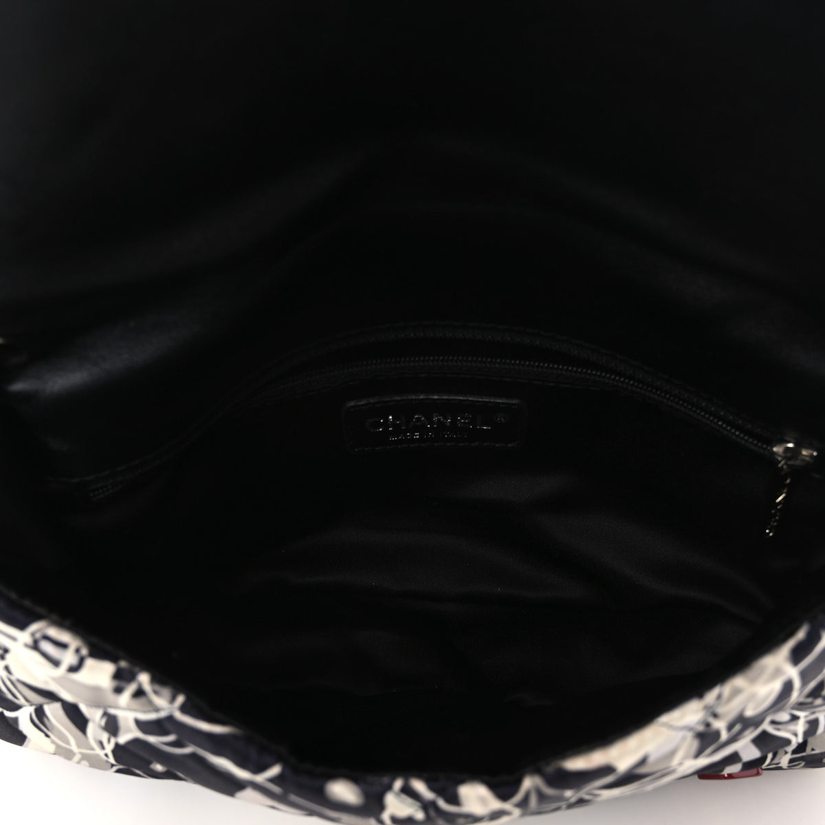Satin Quilted Medium Kaleidoscope Flap Black White