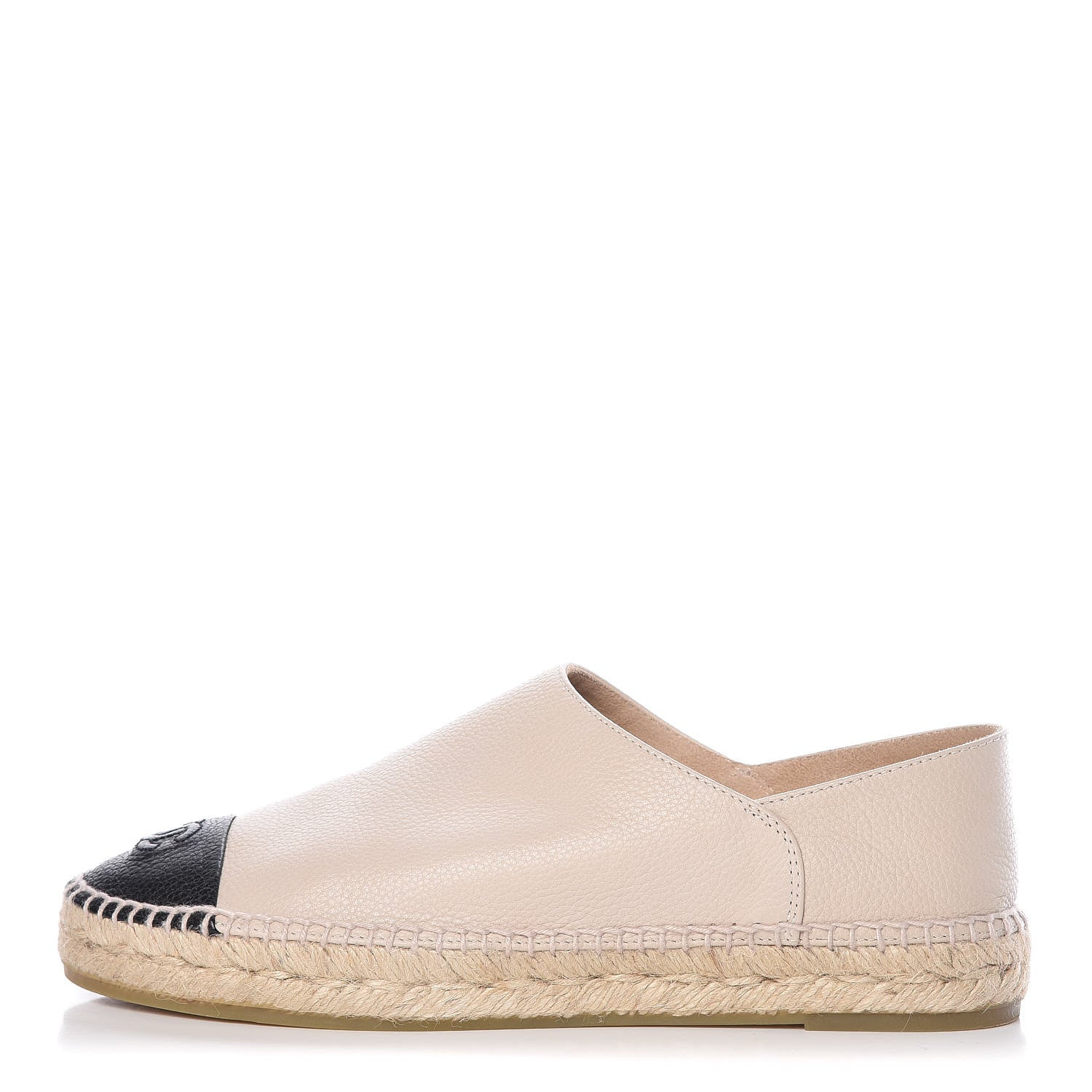 Chanel Grained Calfskin CC Espadrilles 41 Beige Black 1 of 9
