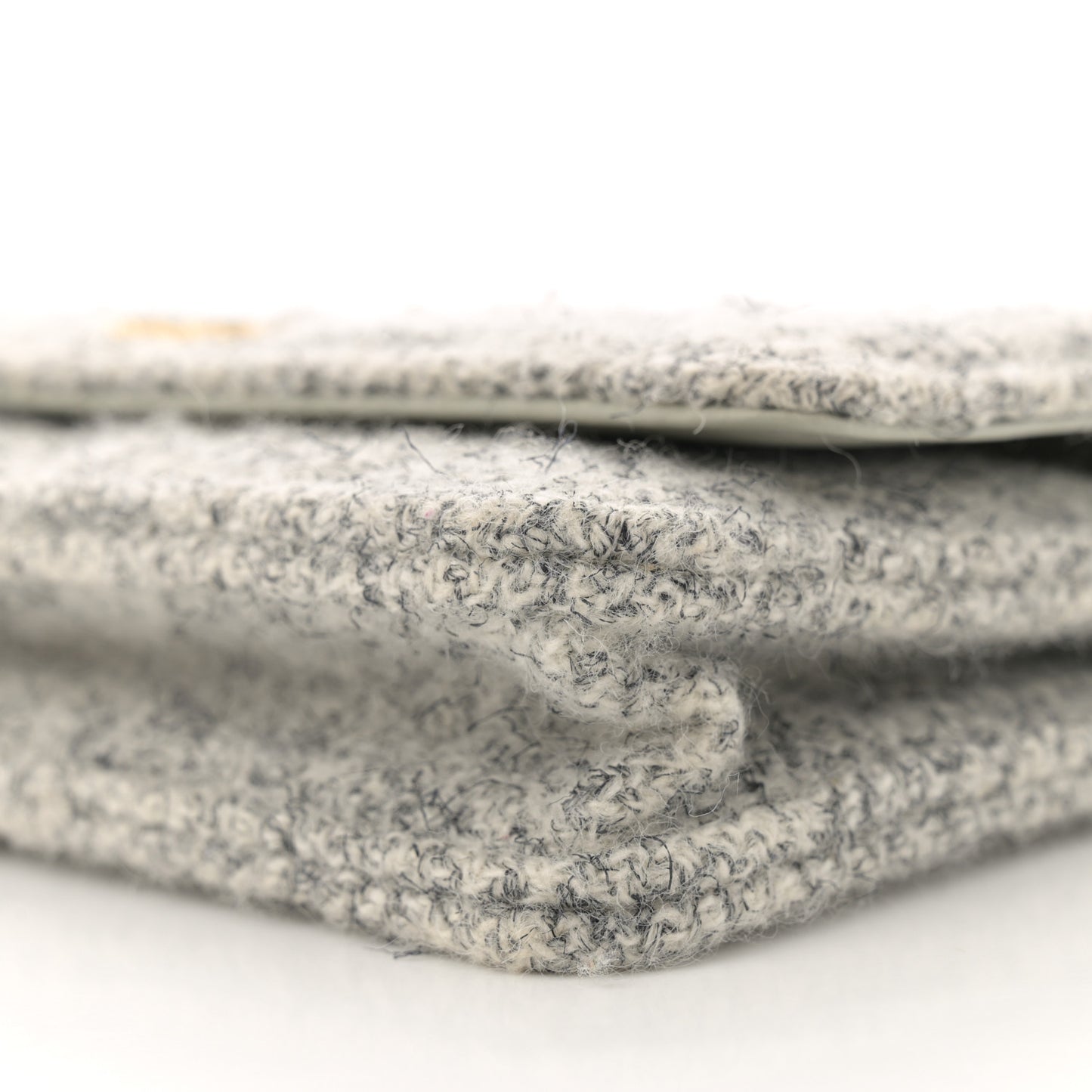 Wool Tweed Lambskin Quilted Chanel 19 Wallet On Chain WOC Grey Ecru