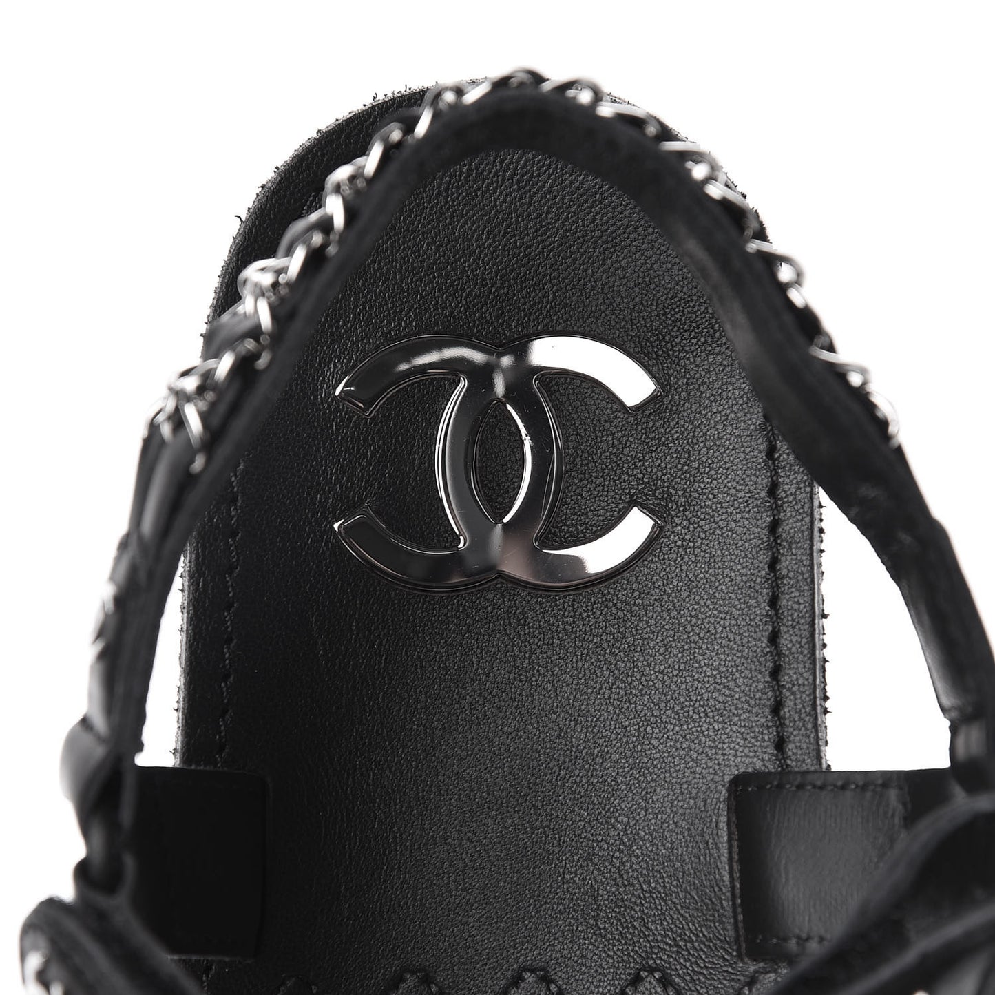 Lambskin Chain Sandals 41 Black