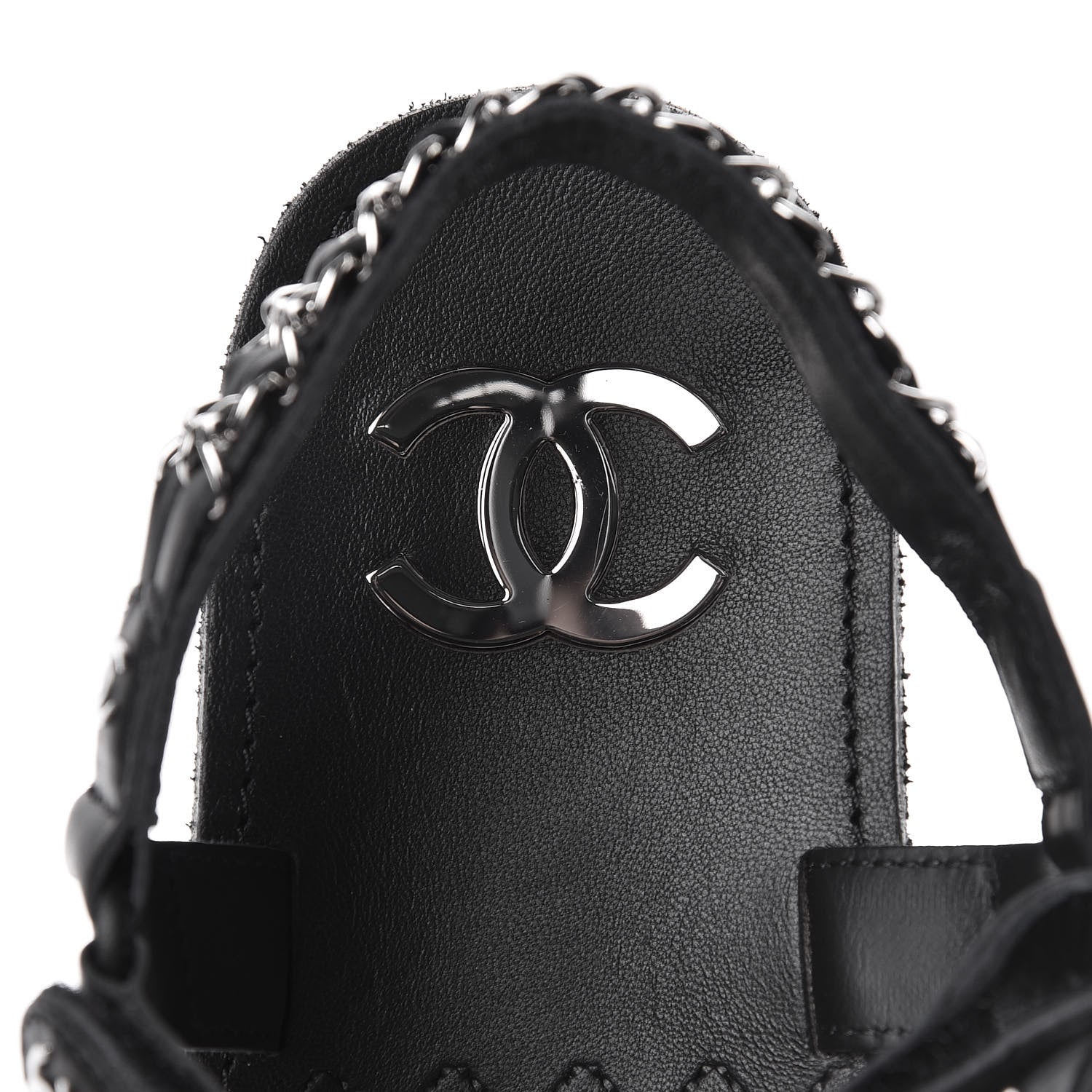 Chanel Lambskin Chain Sandals 41 Black 7 of 8