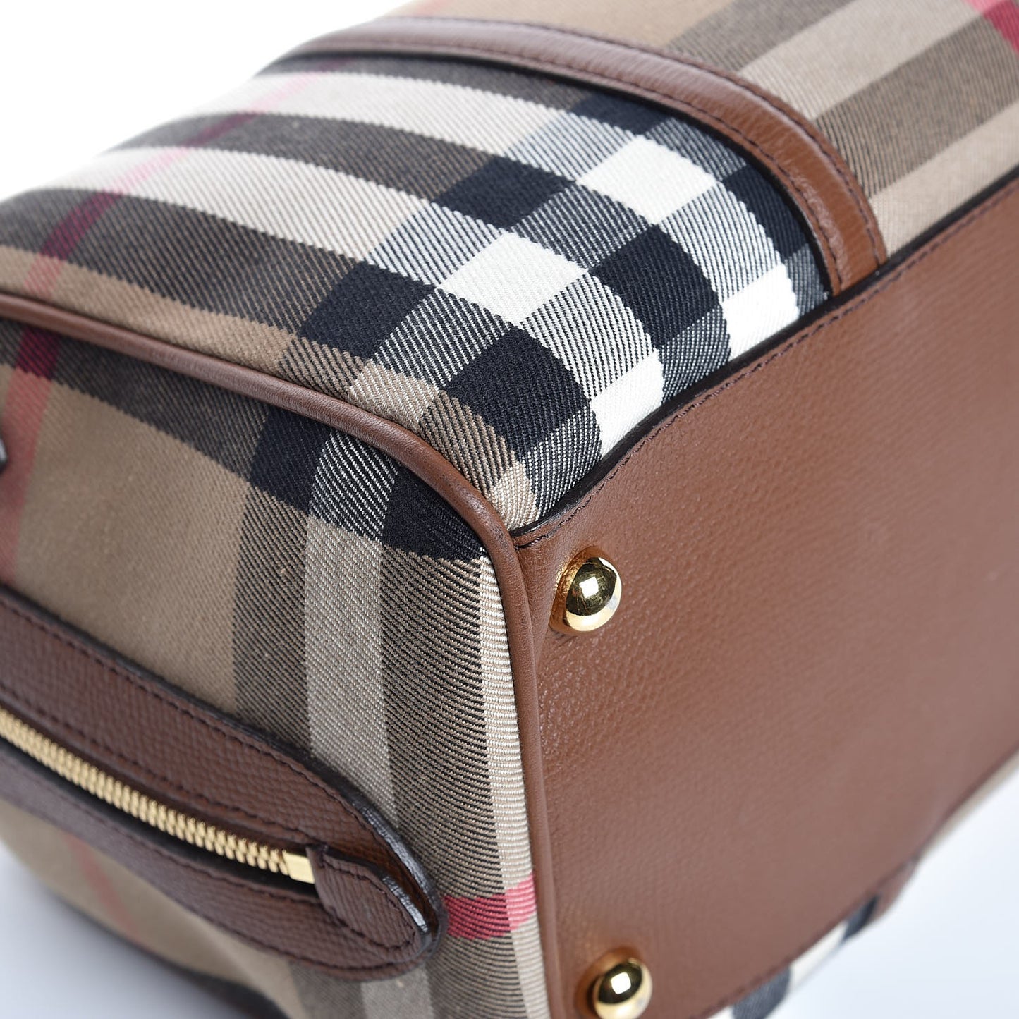 House Check Derby Calfskin Medium Alchester Bowling Bag Tan