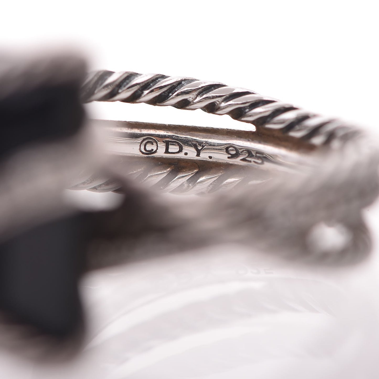 Sterling Silver Diamond Black Onyx 15mm Cable Wrap Ring 52 6