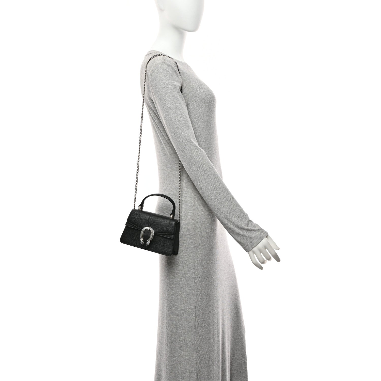 Gucci Dollar Calfskin Crystal Mini Dionysus Top Handle Bag Black