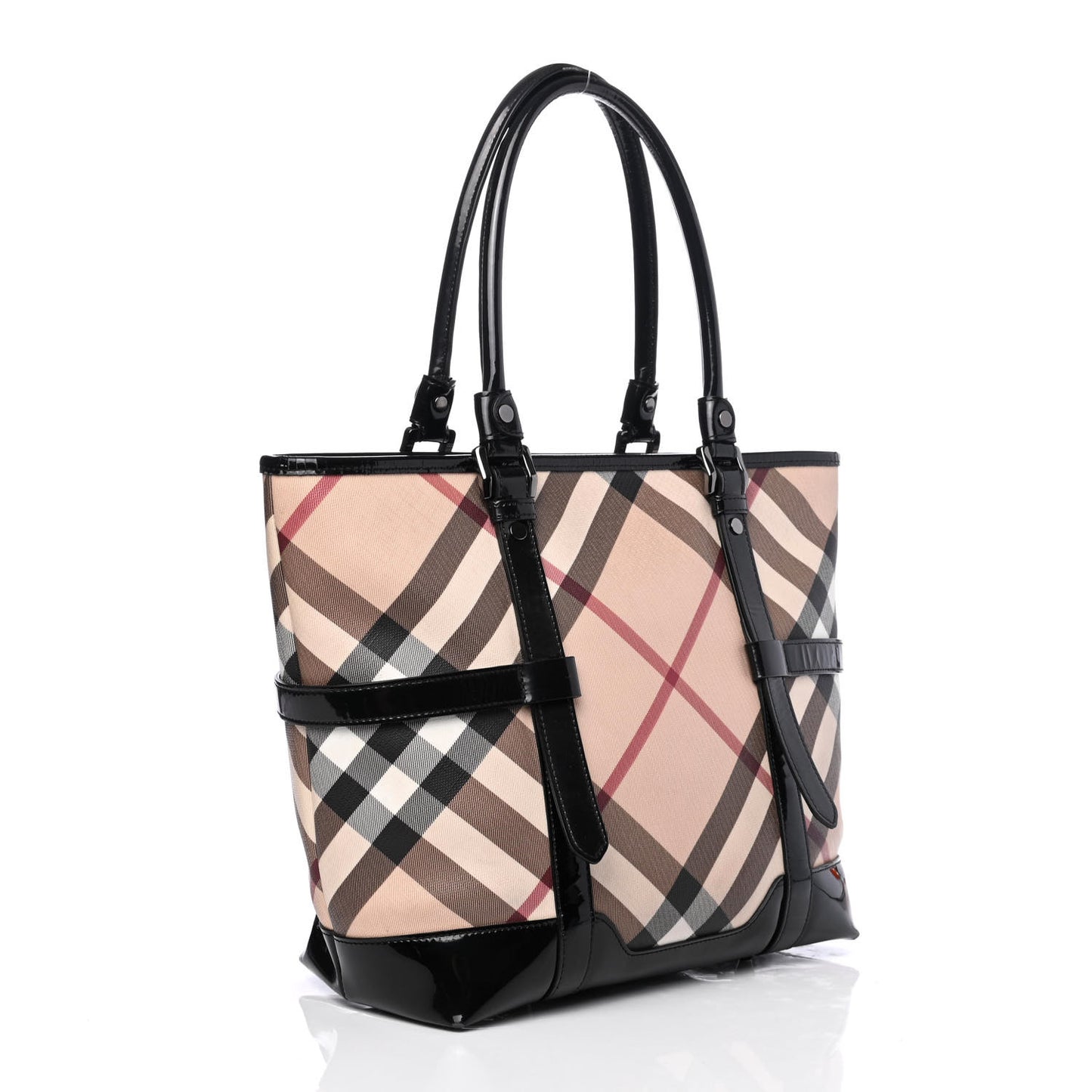 Patent Supernova Check Medium Denham Tote Black