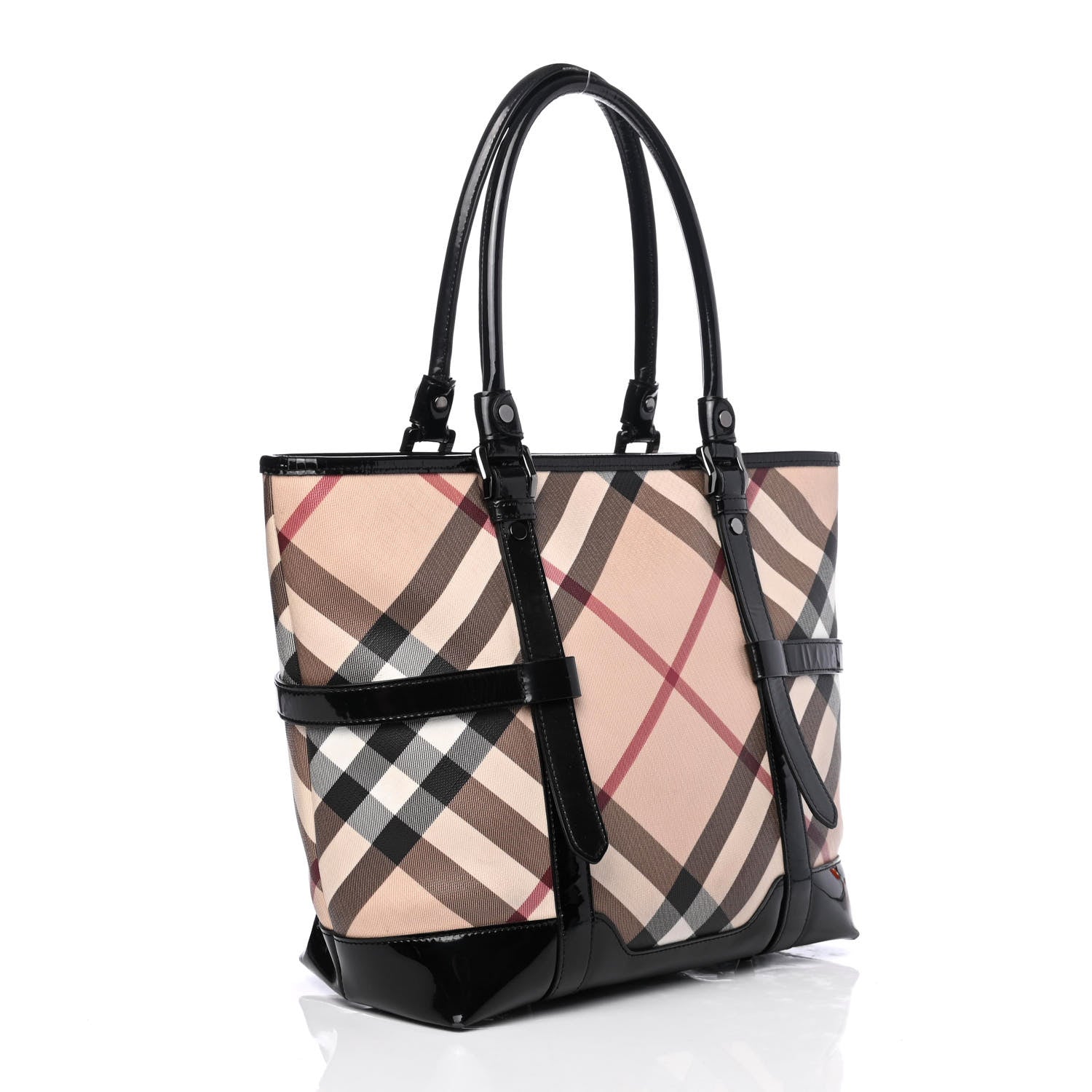 Burberry Patent Supernova Check Medium Denham Tote Black 2 of 4