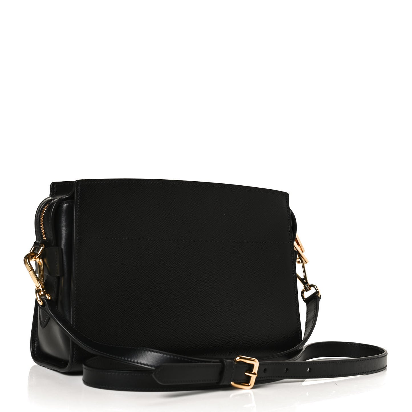 Saffiano City Calfskin Esplanade Crossbody Bag Black