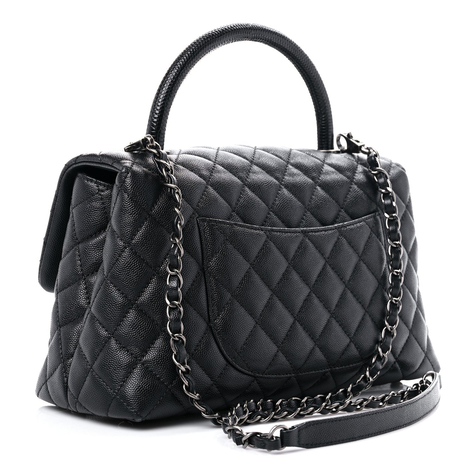 Chanel Caviar Lizard Quilted Small Coco Handle Flap Black 3 of 9