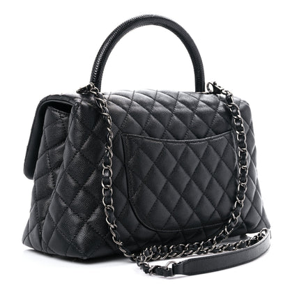 Chanel Caviar Lizard Quilted Small Coco Handle Flap Black 3 of 9
