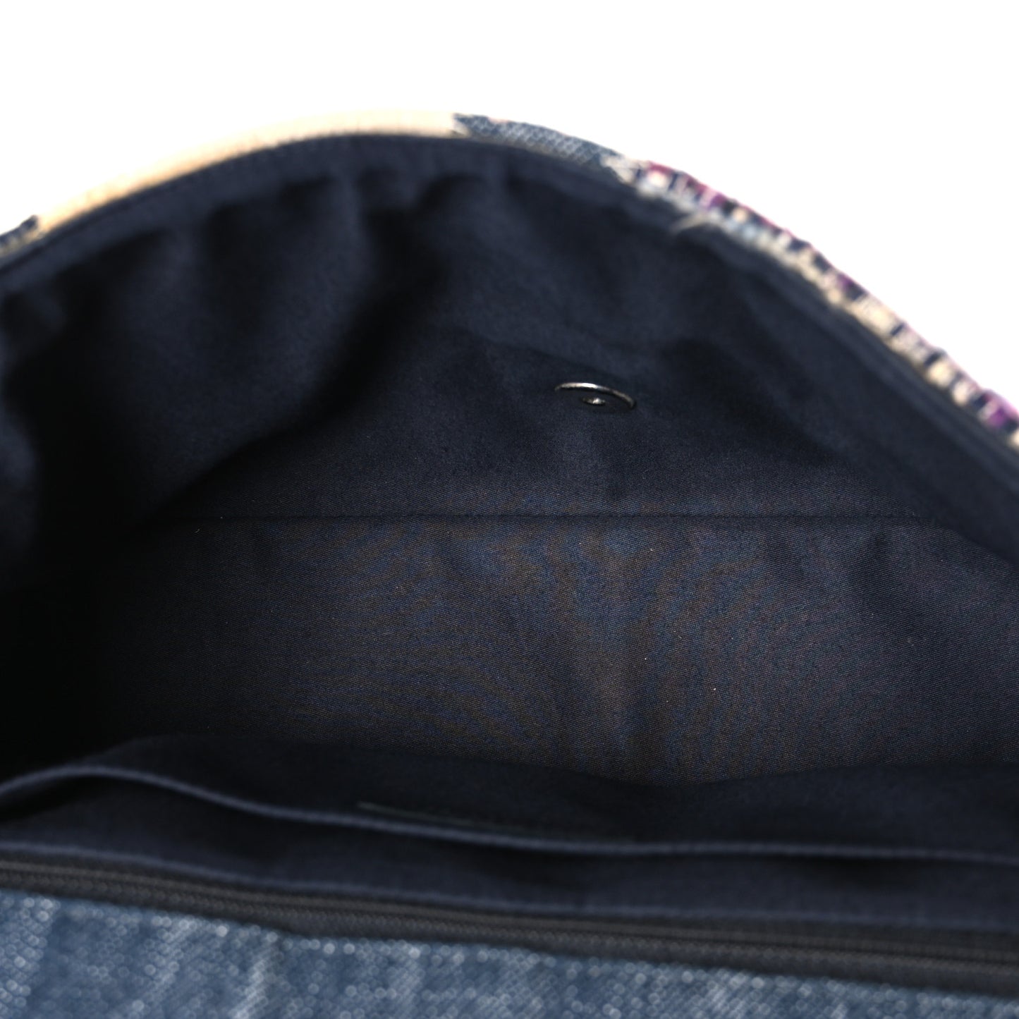 Denim Tweed Patchwork Jumbo Single Flap Multicolor
