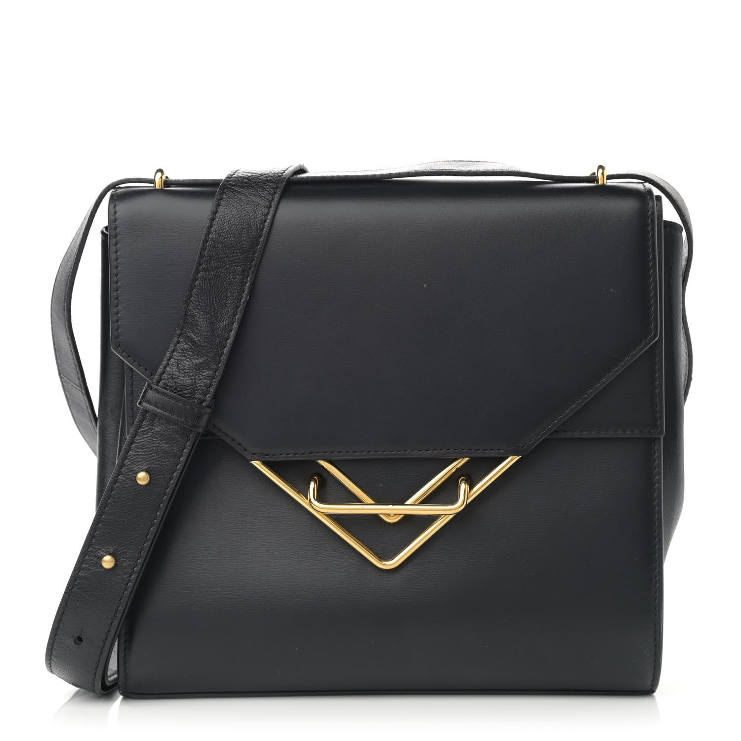 Bottega Veneta Box Calfskin Nappa Clip Bag Black 1 of 9