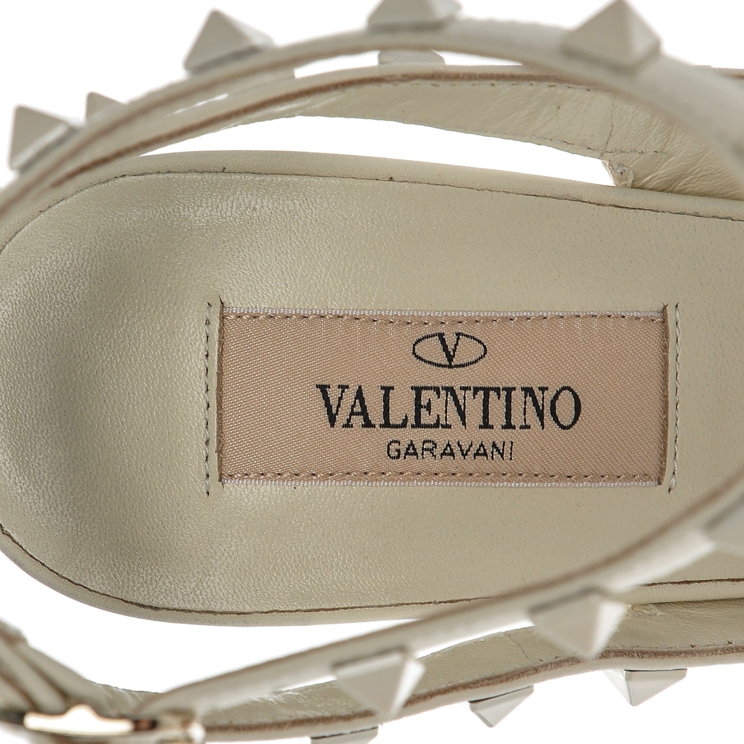 Valentino Garavani Calfskin Lacquered Monochrome Rockstud Ankle Strap 100mm Pumps 39 Ivory 6 of 7