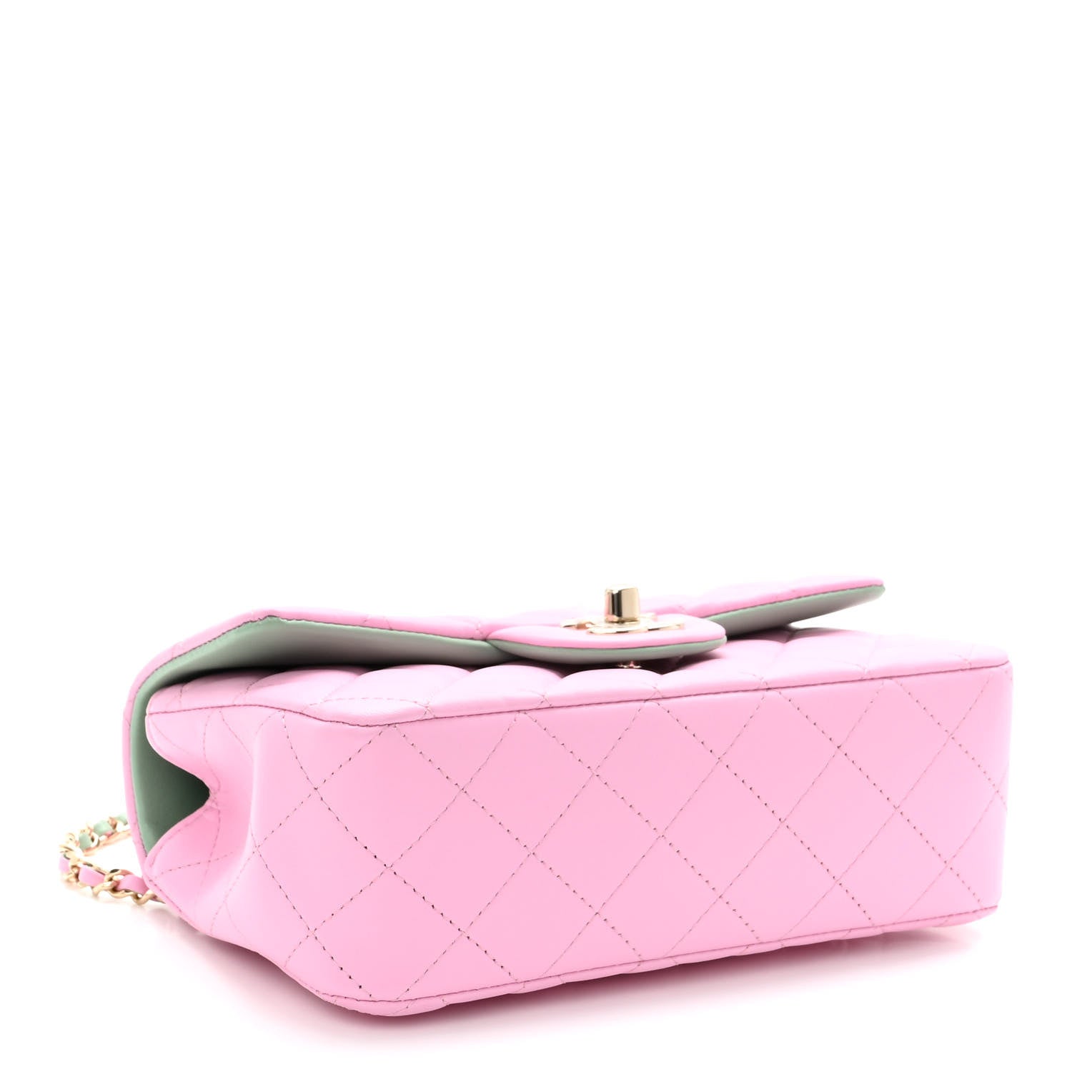 Chanel Lambskin Quilted Mini Top Handle Rectangular Flap Lilac Light Green 4 of 10