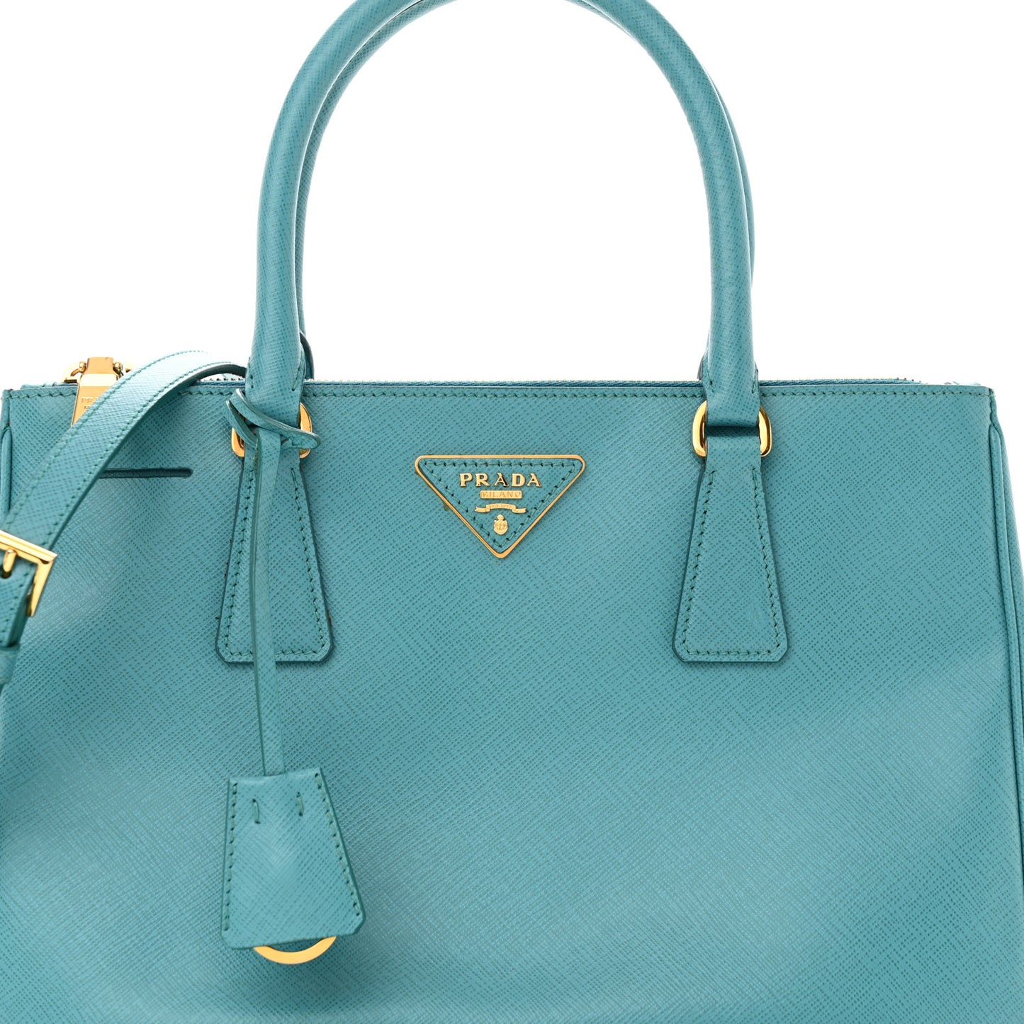 Saffiano Lux Galleria Small Double Zip Tote Turchese