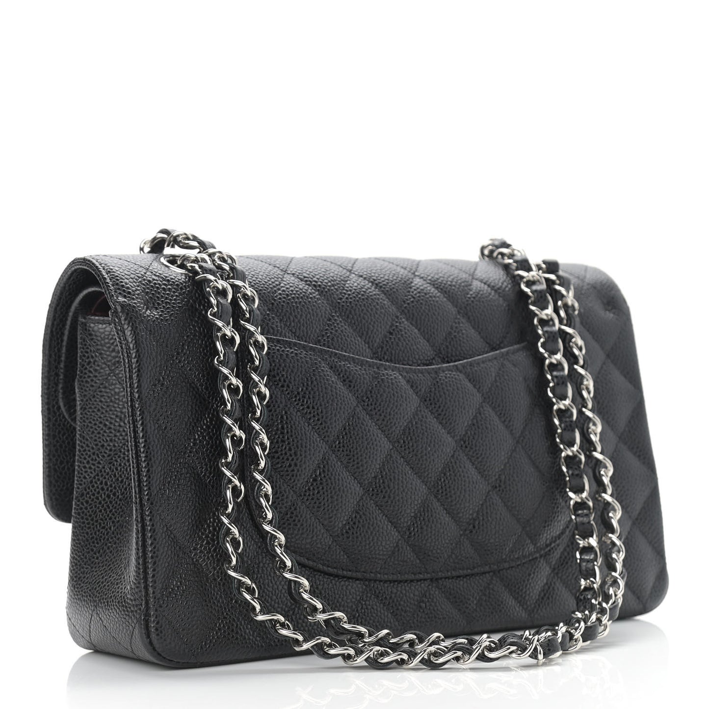 Caviar Quilted Medium Double Flap Black