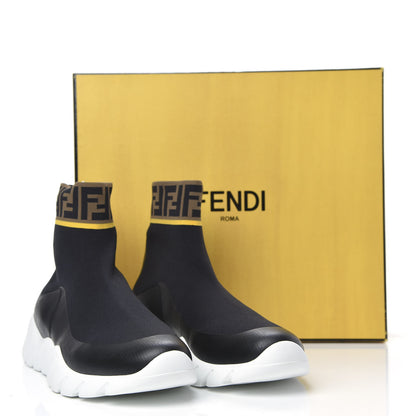 Fendi Jersey FF Mania Mens High Top Sock Sneakers 11 Black Tobacco Yema 7 of 7