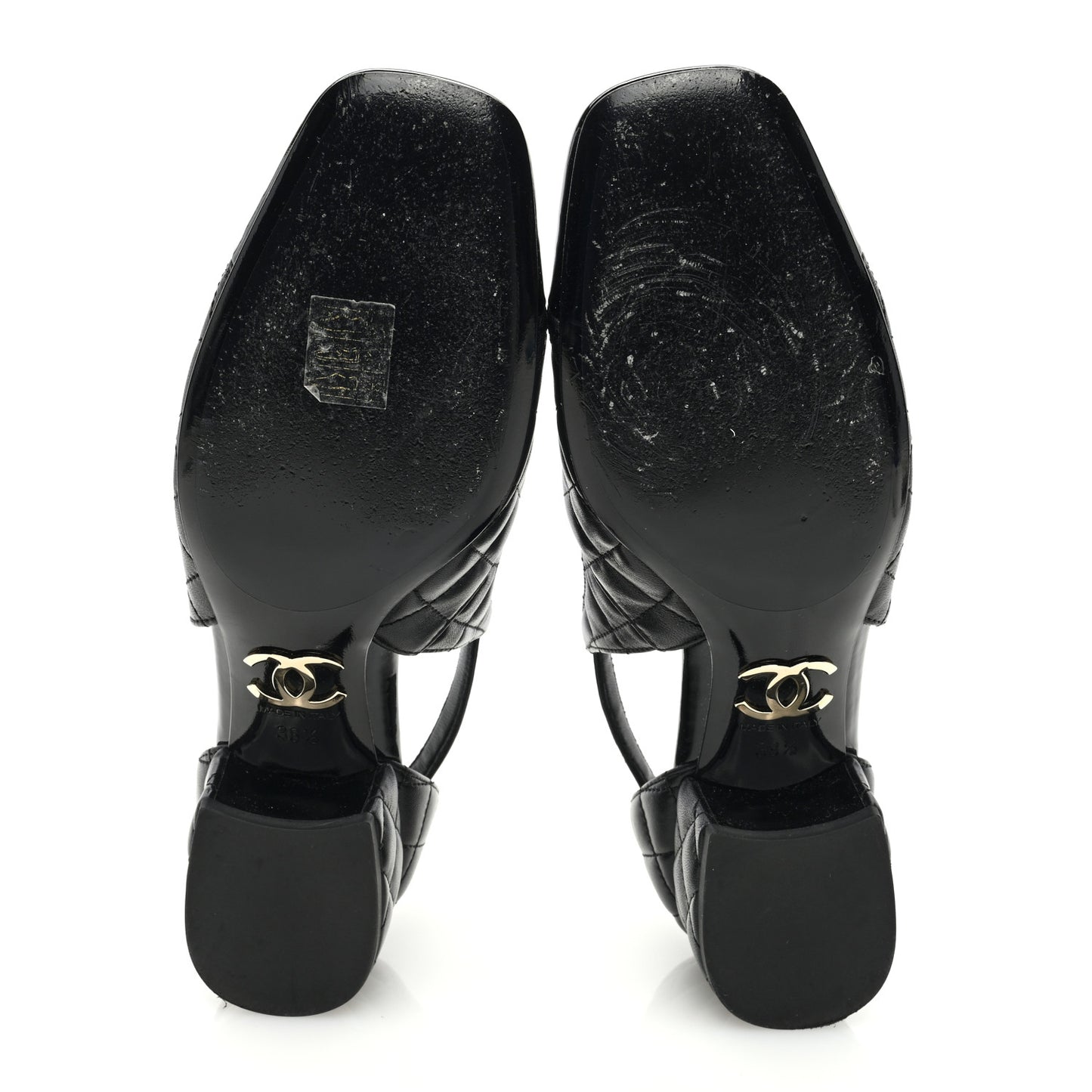 Lambskin Patent Quilted Cap Toe Mary Jane Flats 38.5 Black