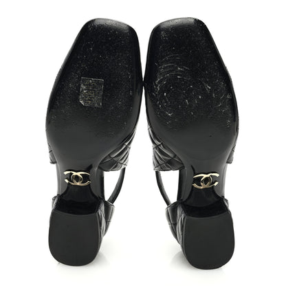 Chanel Lambskin Patent Quilted Cap Toe Mary Jane Flats 38.5 Black 5 of 10