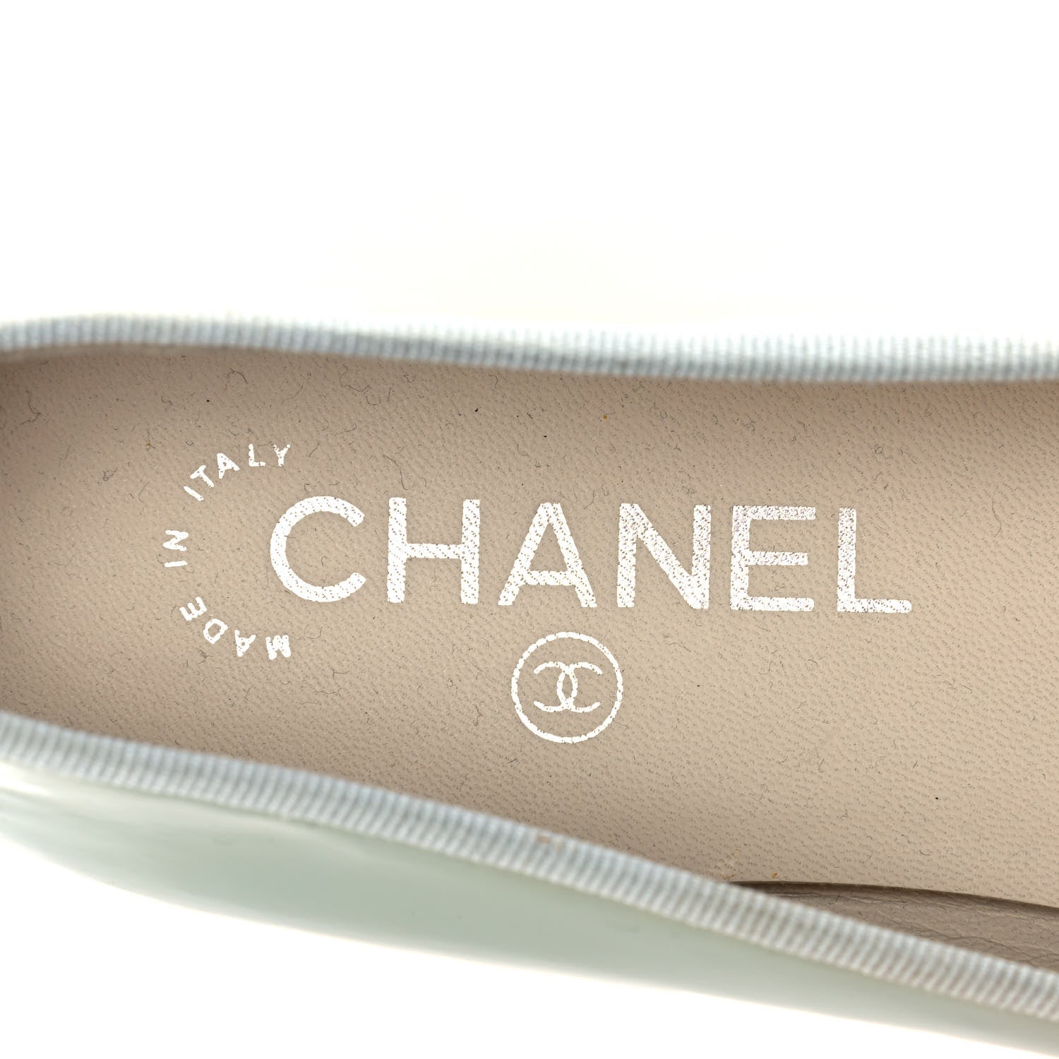 Chanel Patent Cap Toe CC Ballerina Flats 39.5 Mint Green Grey 7 of 9