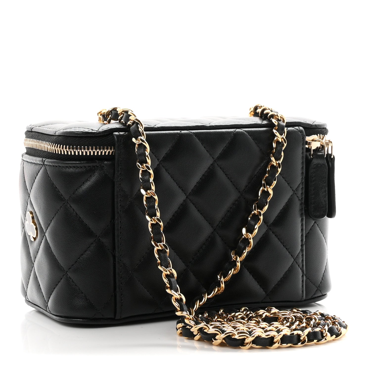 Chanel Lambskin Quilted Enamel Coco Casino Small Vanity Case With Chain Black 3 of 10