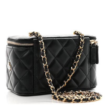 Chanel Lambskin Quilted Enamel Coco Casino Small Vanity Case With Chain Black 3 of 10
