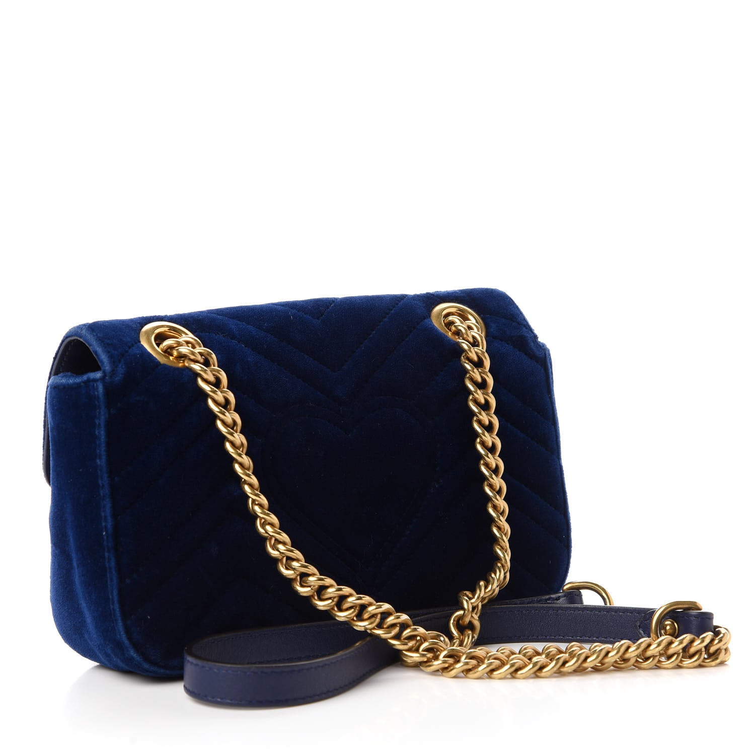 Gucci Velvet Matelasse Mini GG Marmont Shoulder Bag Cobalt Blue 3 of 10