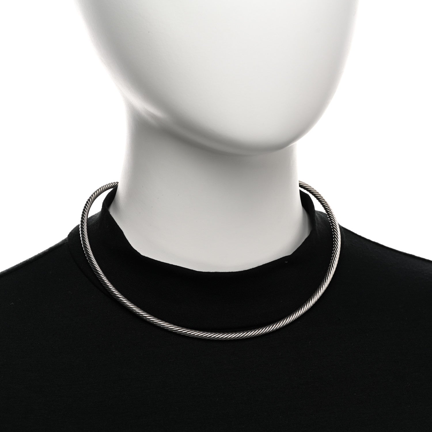 David Yurman Sterling Silver 18K Yellow Gold 4mm Cable Choker Necklace 2 of 4