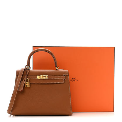 Hermes Togo Horseshoe Kelly Sellier 25 Gold Capucine 12 of 12