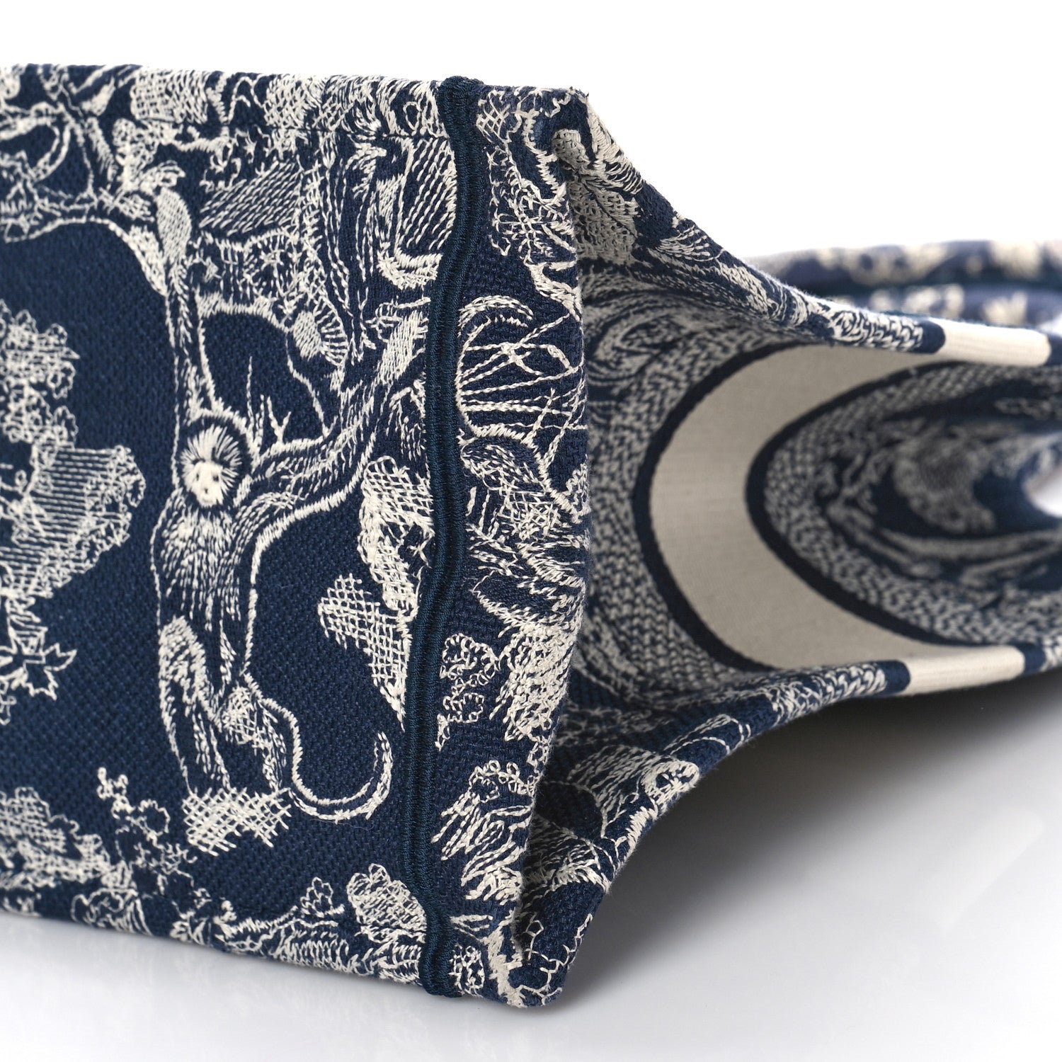 Christian Dior Canvas Embroidered Medium Toile De Jouy Reverse Book Tote Blue 8 of 8