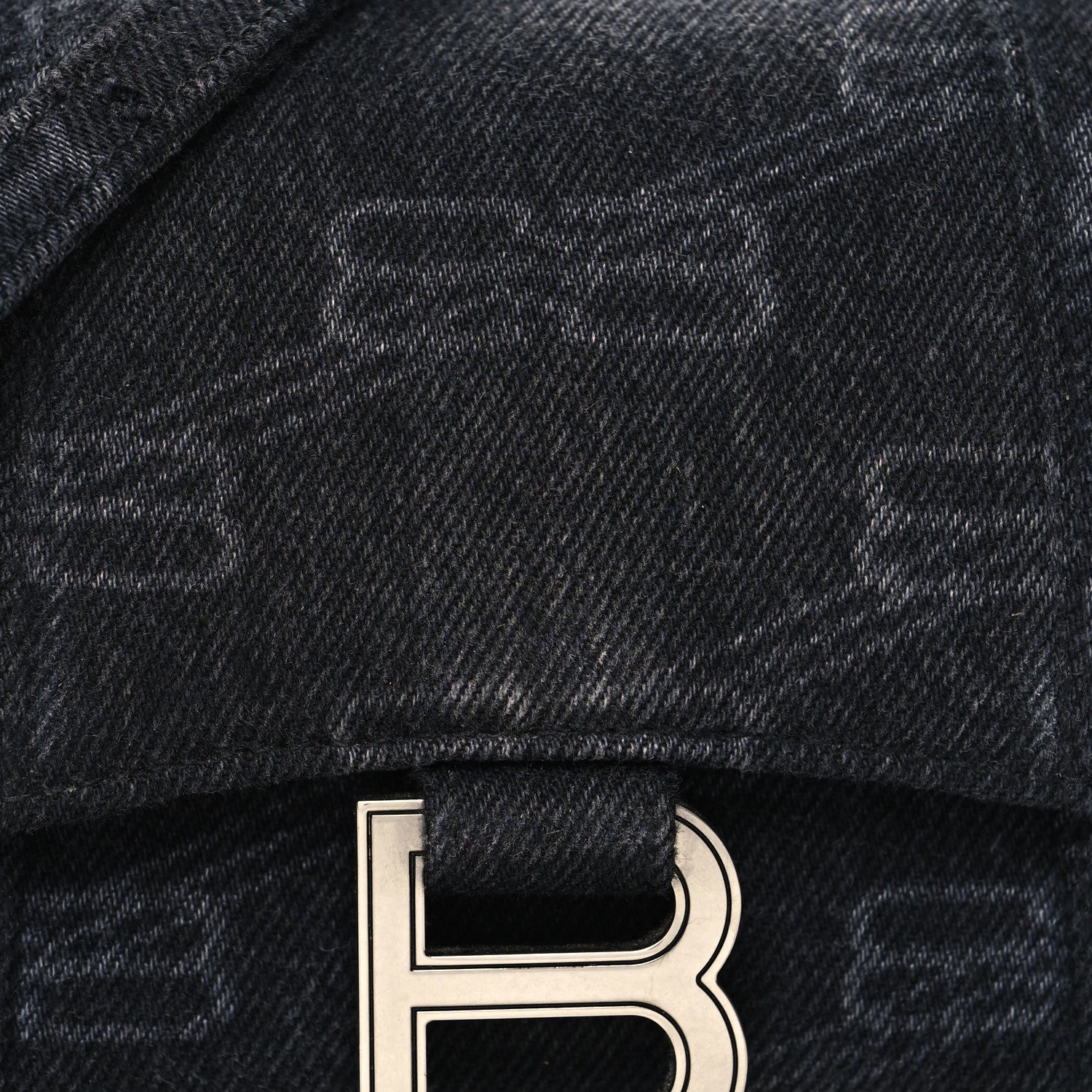 Balenciaga Washed Denim BB Monogram Hourglass Top Handle Bag XS Black 9 of 12
