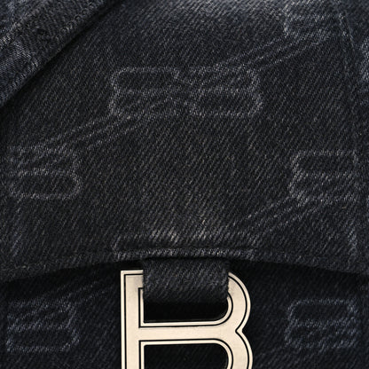 Balenciaga Washed Denim BB Monogram Hourglass Top Handle Bag XS Black 9 of 12