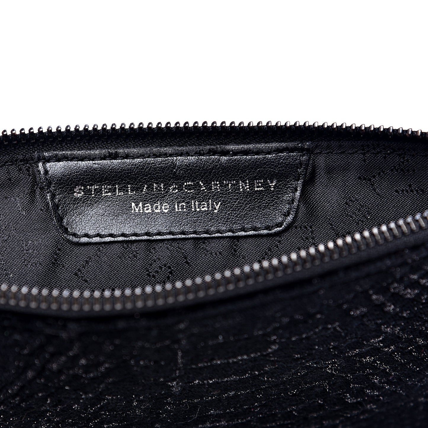 Metallic Snake Embossed Velvet Falabella Clutch Black