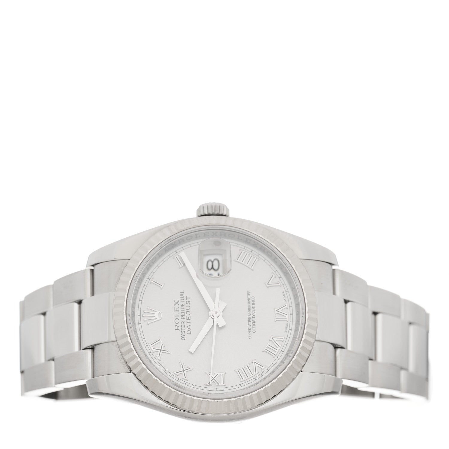 Rolex Stainless Steel 18K White Gold 36mm Oyster Perpetual Datejust Watch Silver Roman 116234 2 of 4
