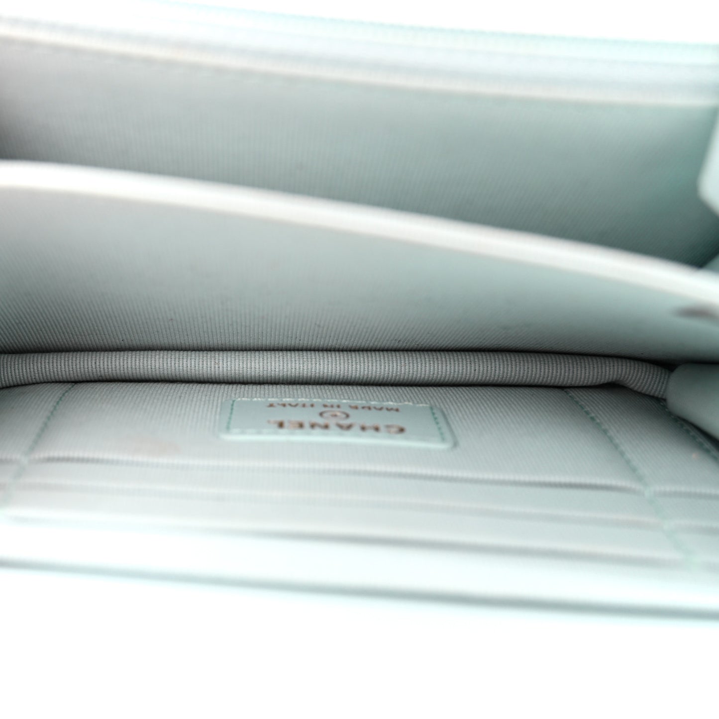 Calfskin Quilted Mini Maxi Pearls Wallet On Chain WOC Light Blue