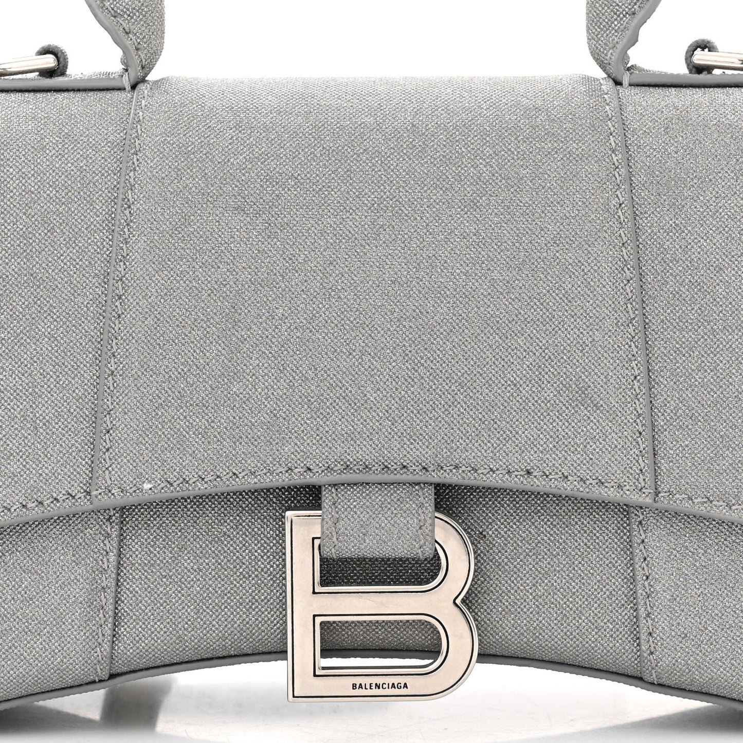 Sparkling Fabric Hourglass Top Handle Bag XS Silver