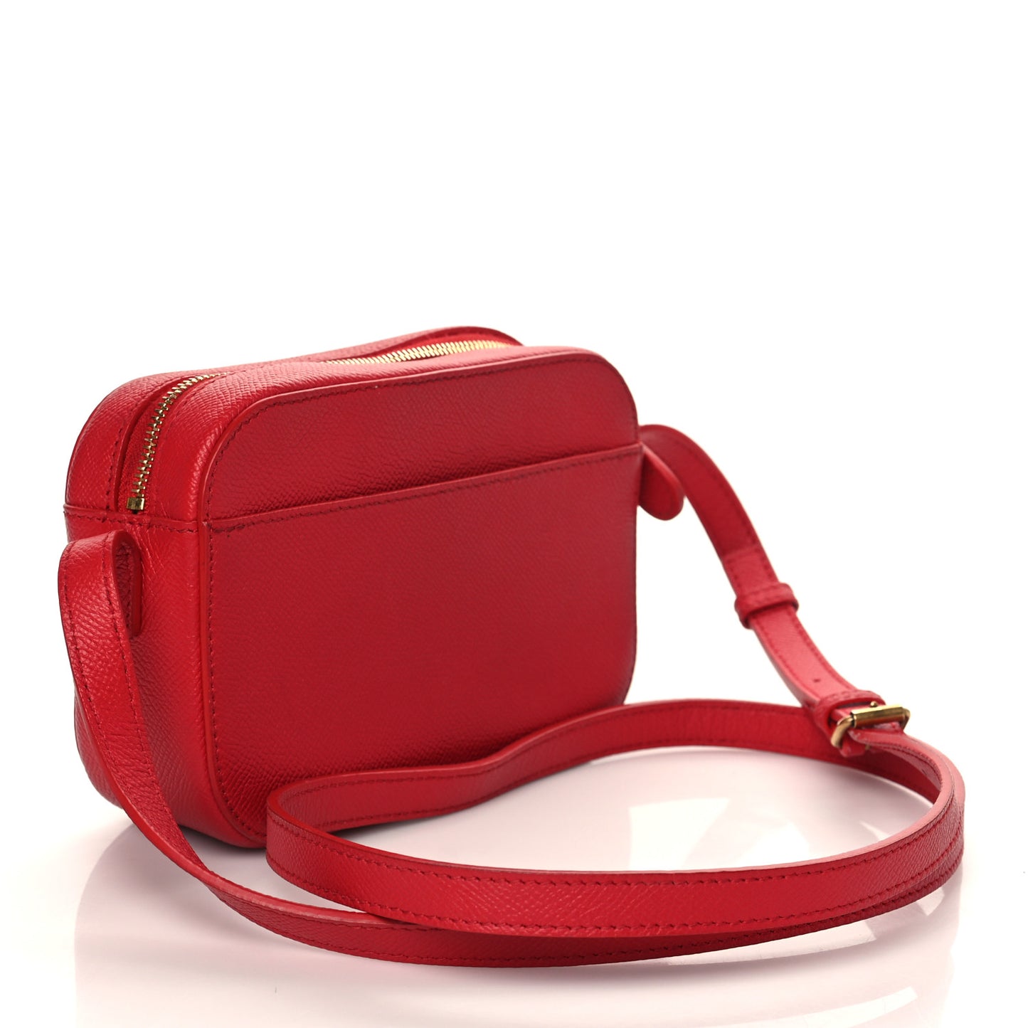 Signature Grained Calfskin Logo XS Ville Camera Bag Rouge Lantern Black