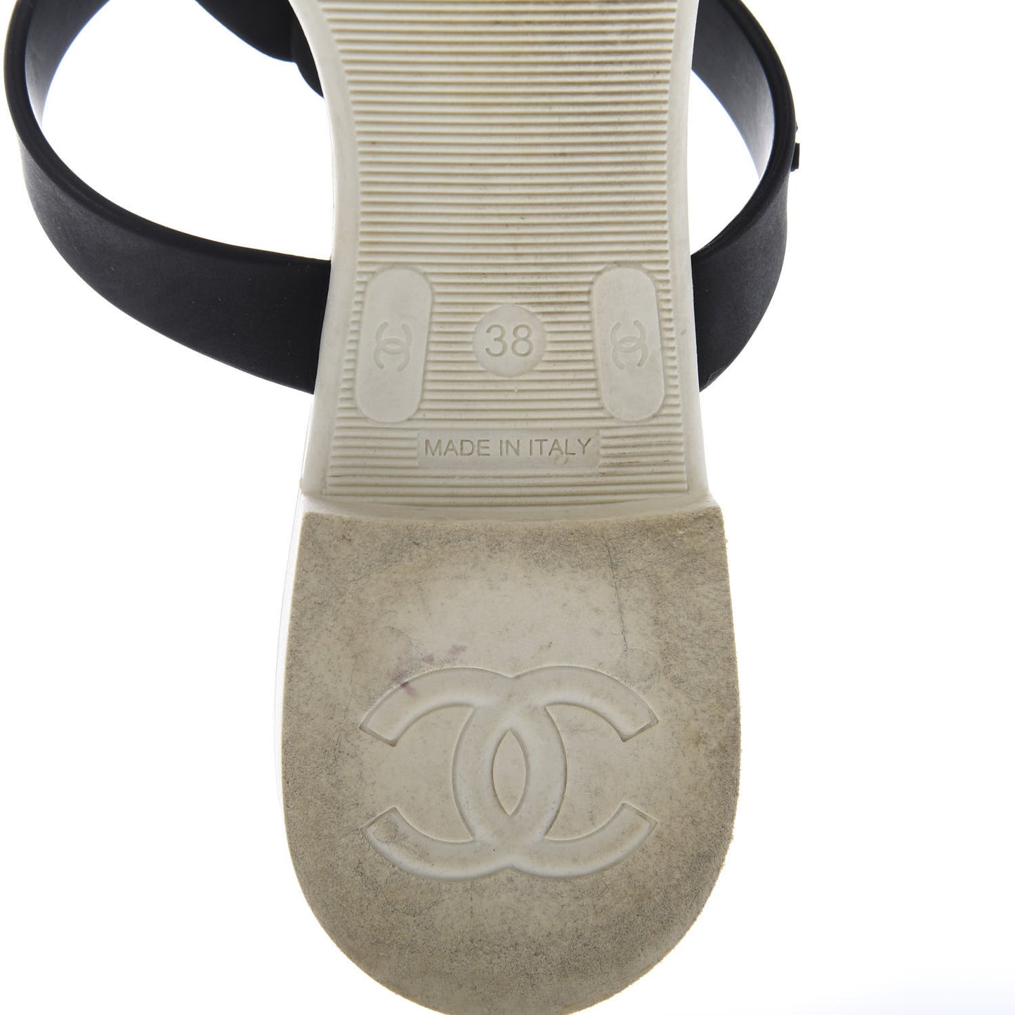 Jelly Quilted Camellia Thong Sandals 38 White Black
