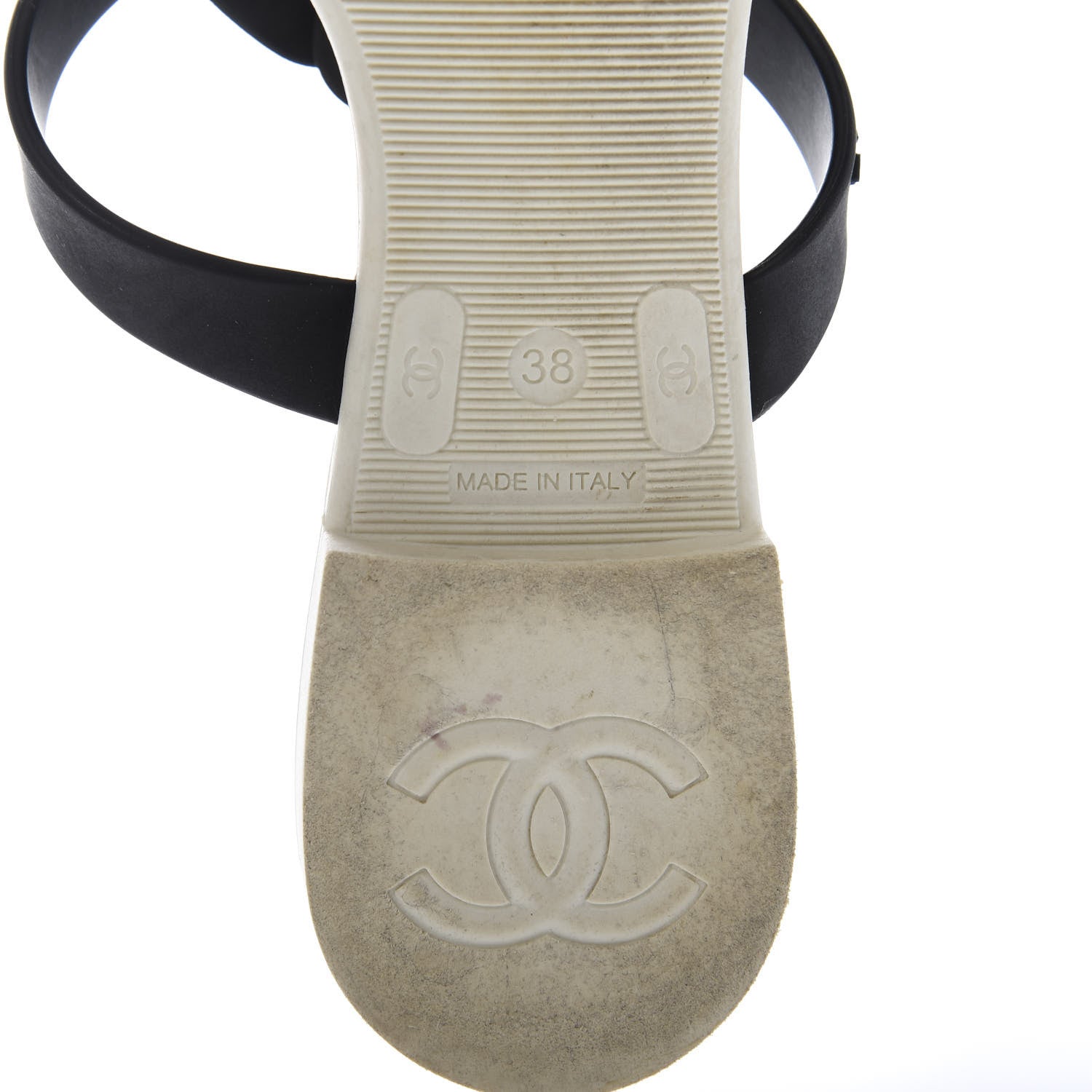 Chanel Jelly Quilted Camellia Thong Sandals 38 White Black 8 of 8