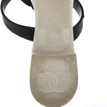 Chanel Jelly Quilted Camellia Thong Sandals 38 White Black 8 of 8