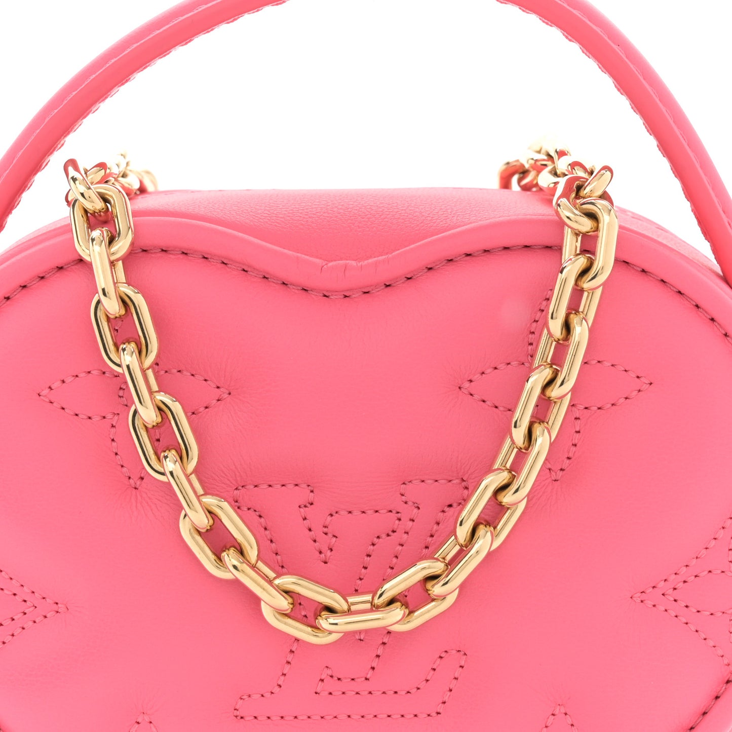Calfskin Embroidered Monogram Pop My Heart Bag Pouch Dragon Fruit Pink
