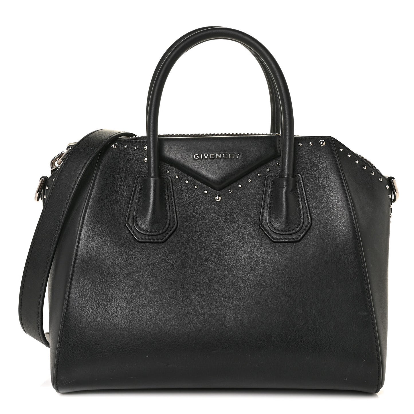 Smooth Calfskin Small Studded Antigona Black