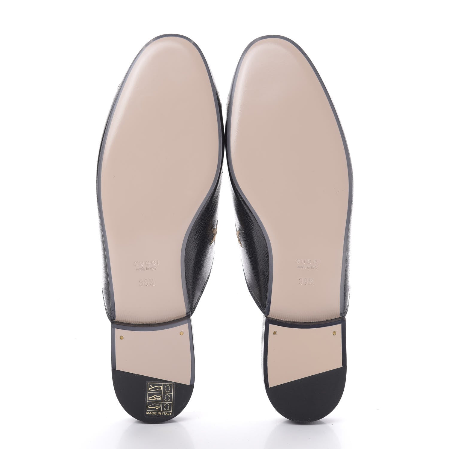 Gucci Goatskin Bee Star Embroidered Womens Princetown Slippers 38.5 Black 6 of 8